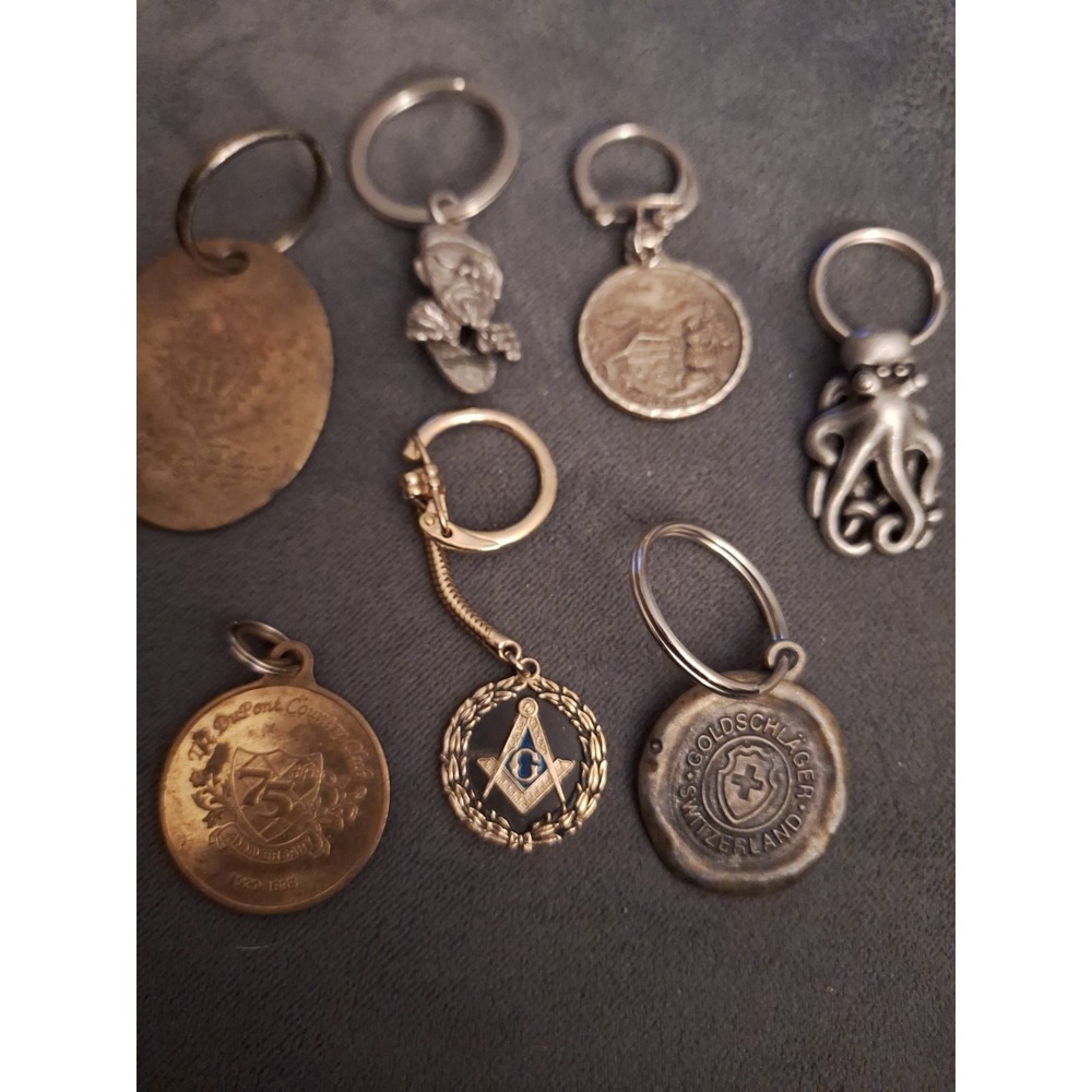 Odd Lot Of 7  Vintage Collectible Variety of  Metals Keychains